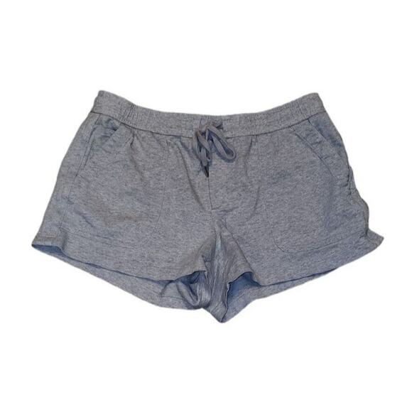 Athleta Women's Balloon Heathered Grey Drawstring Cotton Sweat Shorts Size 14 - Picture 1 of 5